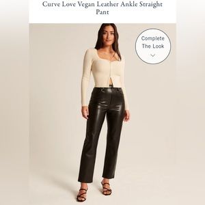 Abercrombie ankle straight vegan leather pants, size 34